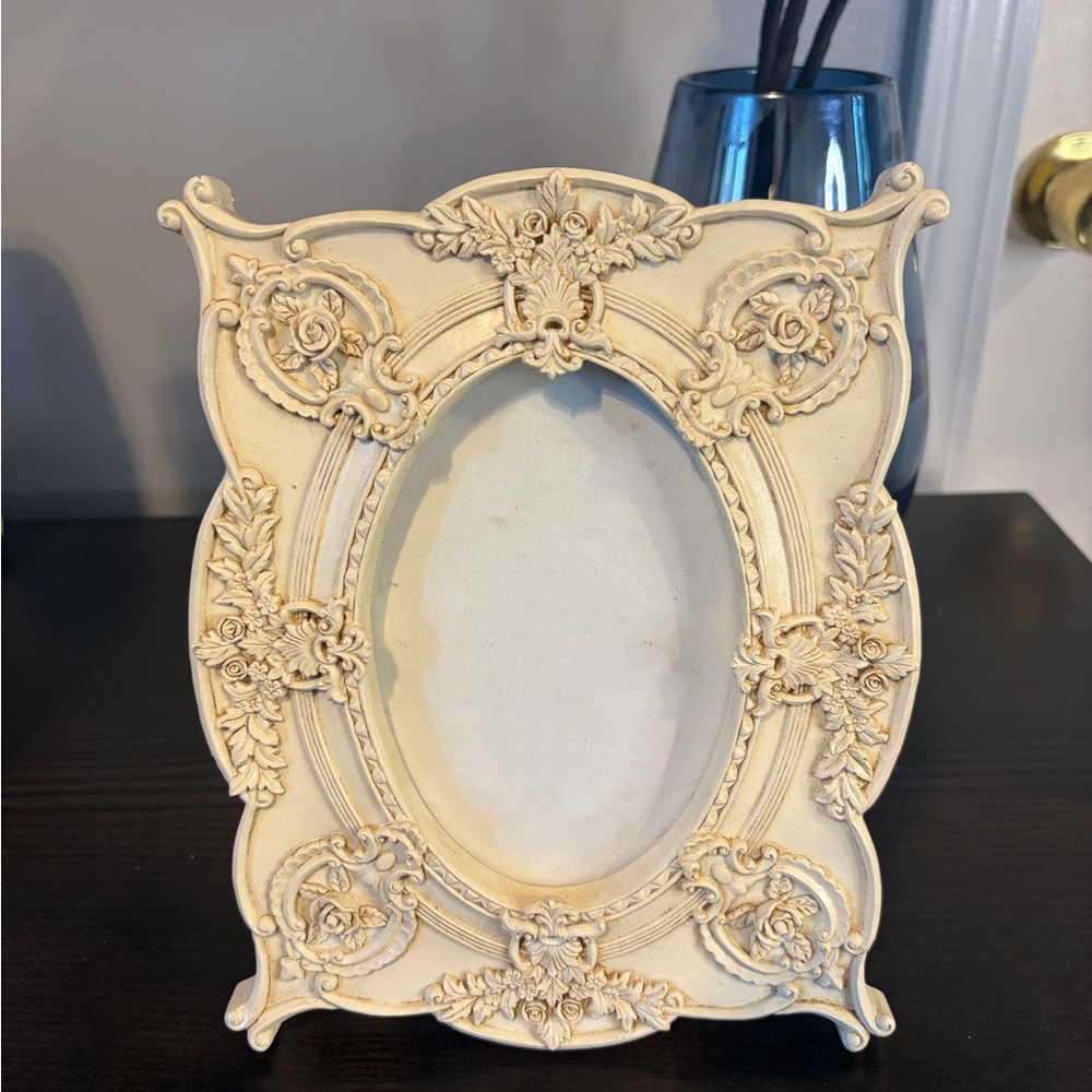 Ornate Cream Decorative Photo Frame - Classic Home Accent